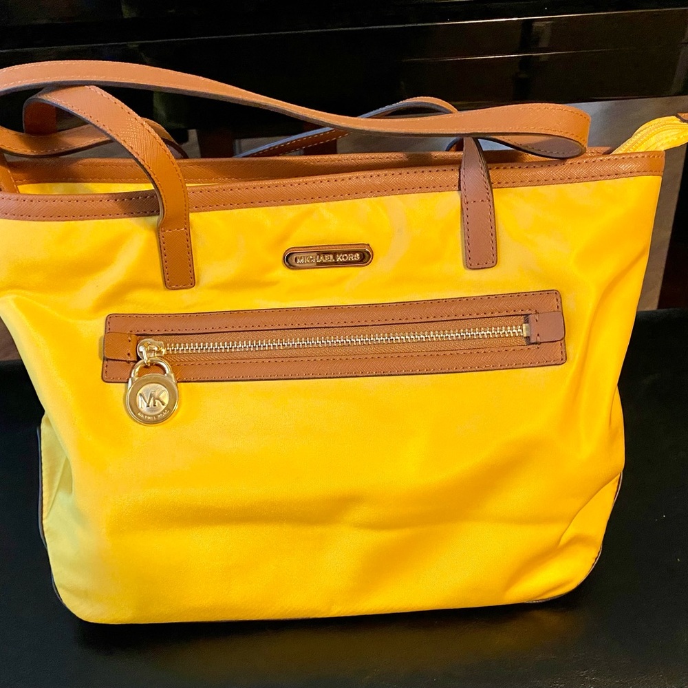 Michael Kors Shoulder Bag- Gorgeous Yellow Color, nylon with leather trim.